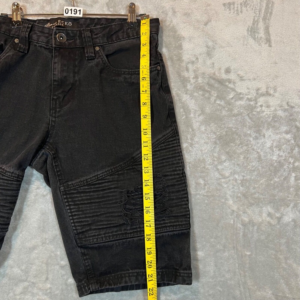 Marc Ecko Cut And Sew‎ Mens Black Shorts Size 32 Distressed Motto - Picture 5 of 12